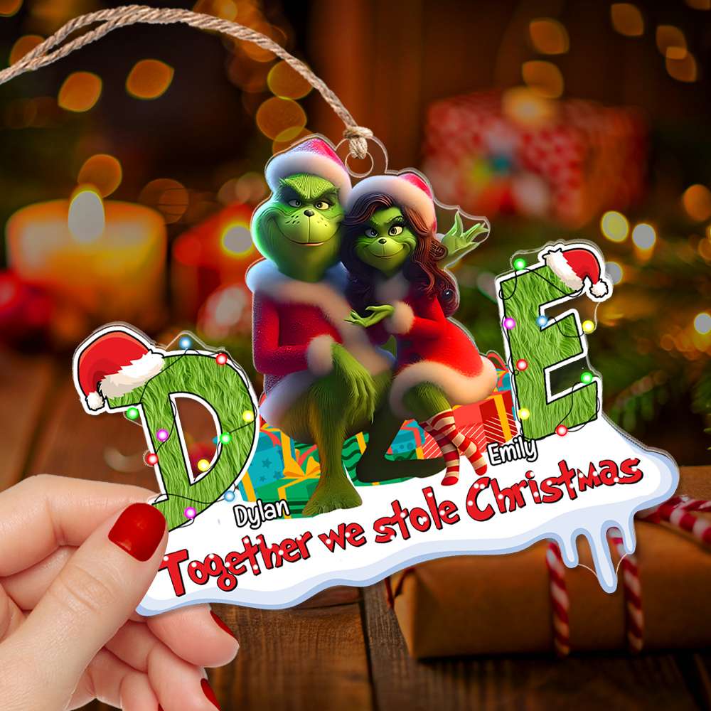 Custom Grinch Ornament for Couples - Personalized Valentine's Day Gifts Ornament PopCulturePrints