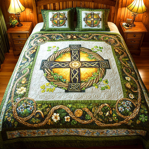 St. Patrick's Special Edition Celtic Cross Quilt Bedding Set Blanket PopCulturePrints