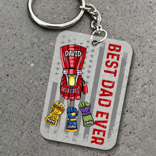 Personalized 'Best Dad Ever' Hero Keychain Keychains PopCulturePrints