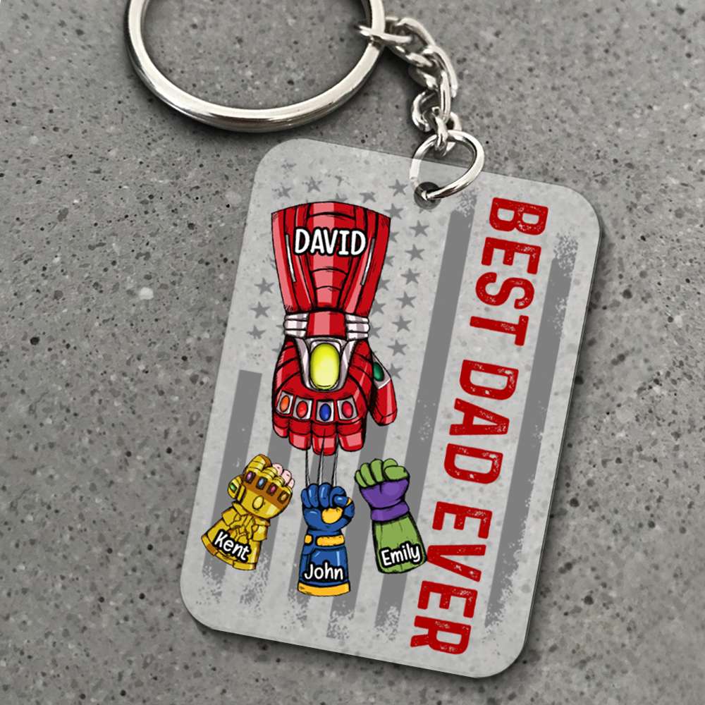 Personalized 'Best Dad Ever' Hero Keychain Keychains PopCulturePrints