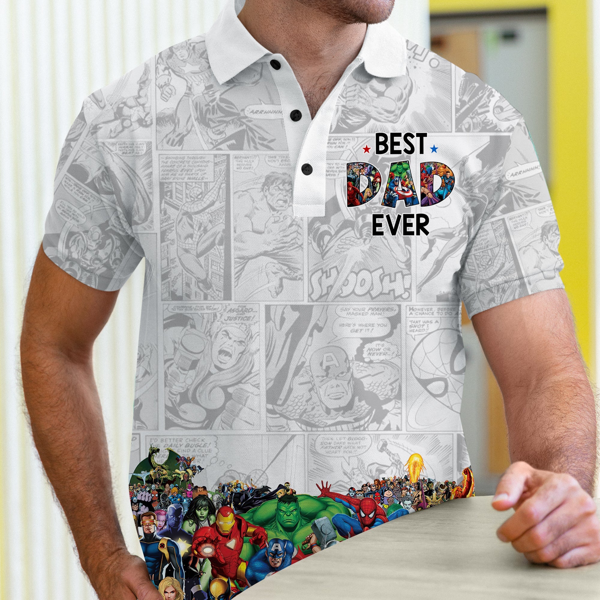 Personalized Super Dad 3D Polo Shirt - Custom Father's Day Gift Polo Shirts PopCulturePrints