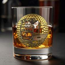 Load image into Gallery viewer, “Celebrate Every Swing!” Personalized Golf 19th Hole Whiskey Glass - Custom Gift for Golf Enthusiasts Whiskey Glass PopCulturePrints
