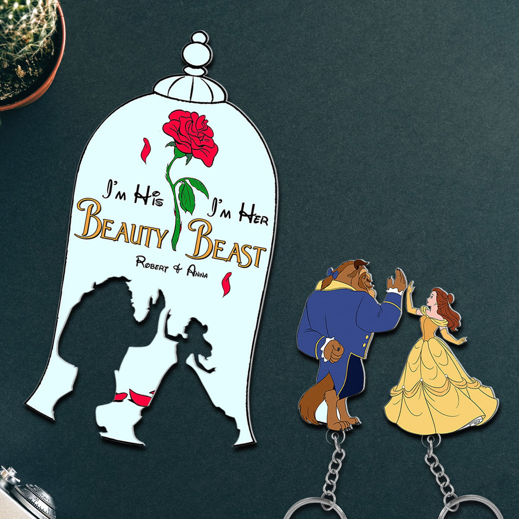 Personalized 'Beauty & Beast' Couple Key Holder Set Key Holder PopCulturePrints