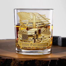 Load image into Gallery viewer, Jesus Is My Savior - Custom Trucker Round Whiskey Glass - Personalized Gifts for Christian Truckers and Faith Enthusiasts Whiskey Glass PopCulturePrints

