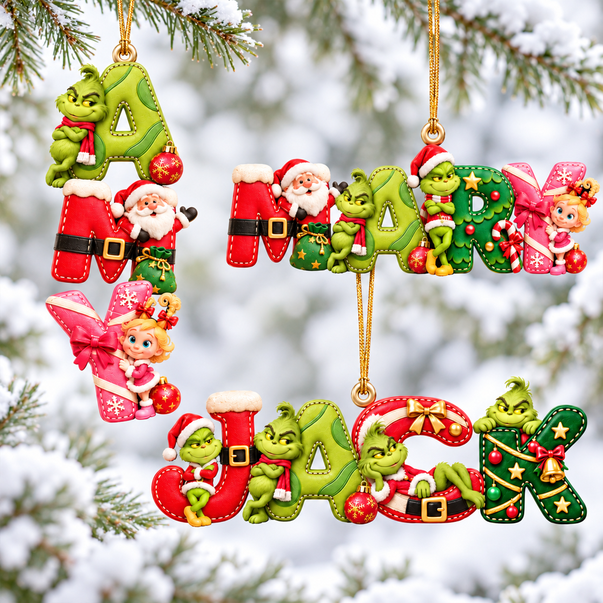 Festive Character Initial Alphabet Ornament - Personalized Gift For Christmas 04PAQN101026 Ornament PopCulturePrints