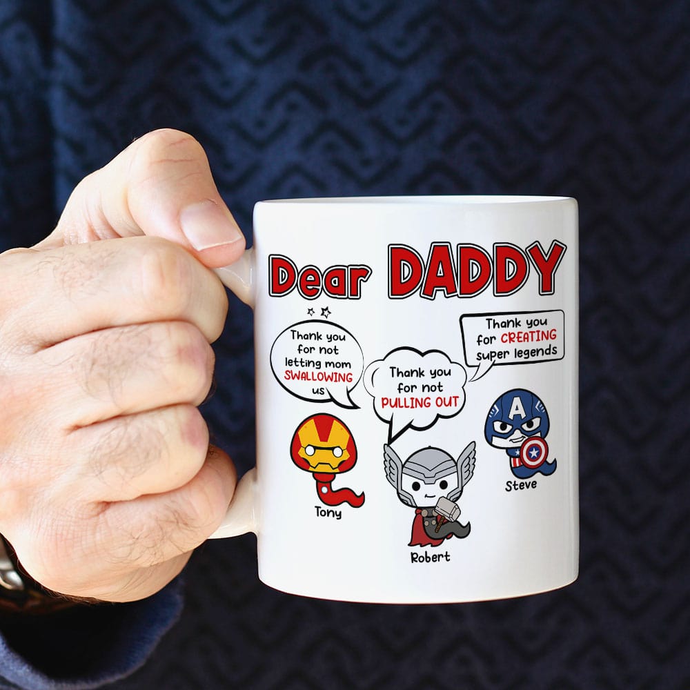 Superhero Dad Personalized Mug - Fun Gift for Best Dad Ever Coffee Mug PopCulturePrints