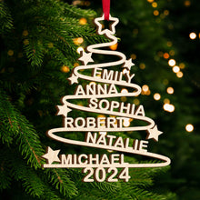Load image into Gallery viewer, Personalized Family Christmas Tree Ornament - Custom Names 2024 Ornament PopCulturePrints
