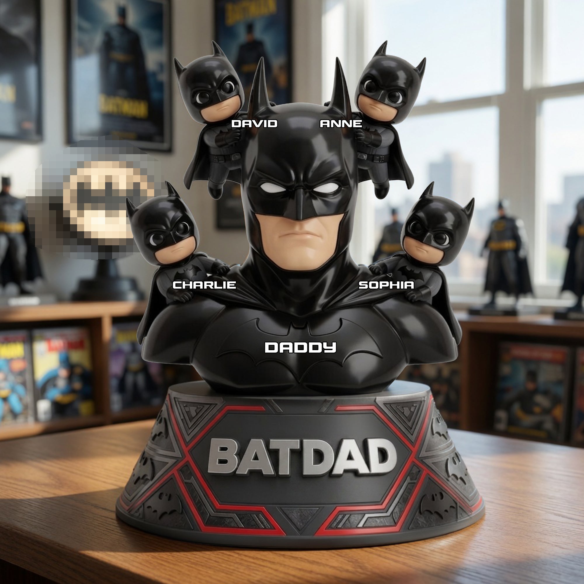“The Best Superhero in Our Lives” - Shadow Dad And Kids Acrylic Plaque - Personalized Gift for Dad, Grandpa, or any Father Figure Shaped Plaques PopCulturePrints