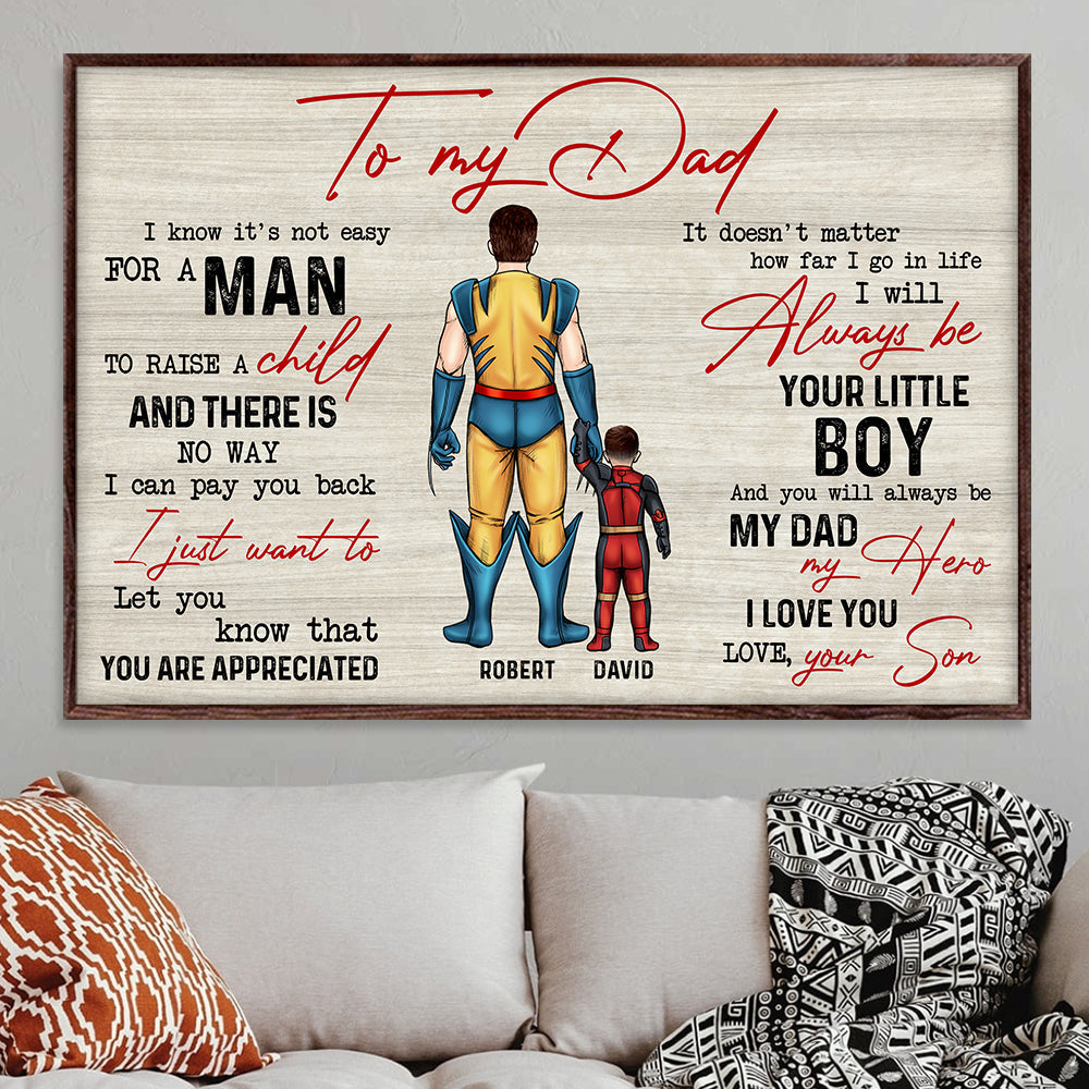 Personalized Canvas Print - Be My Hero Dad Gift Poster & Canvas PopCulturePrints
