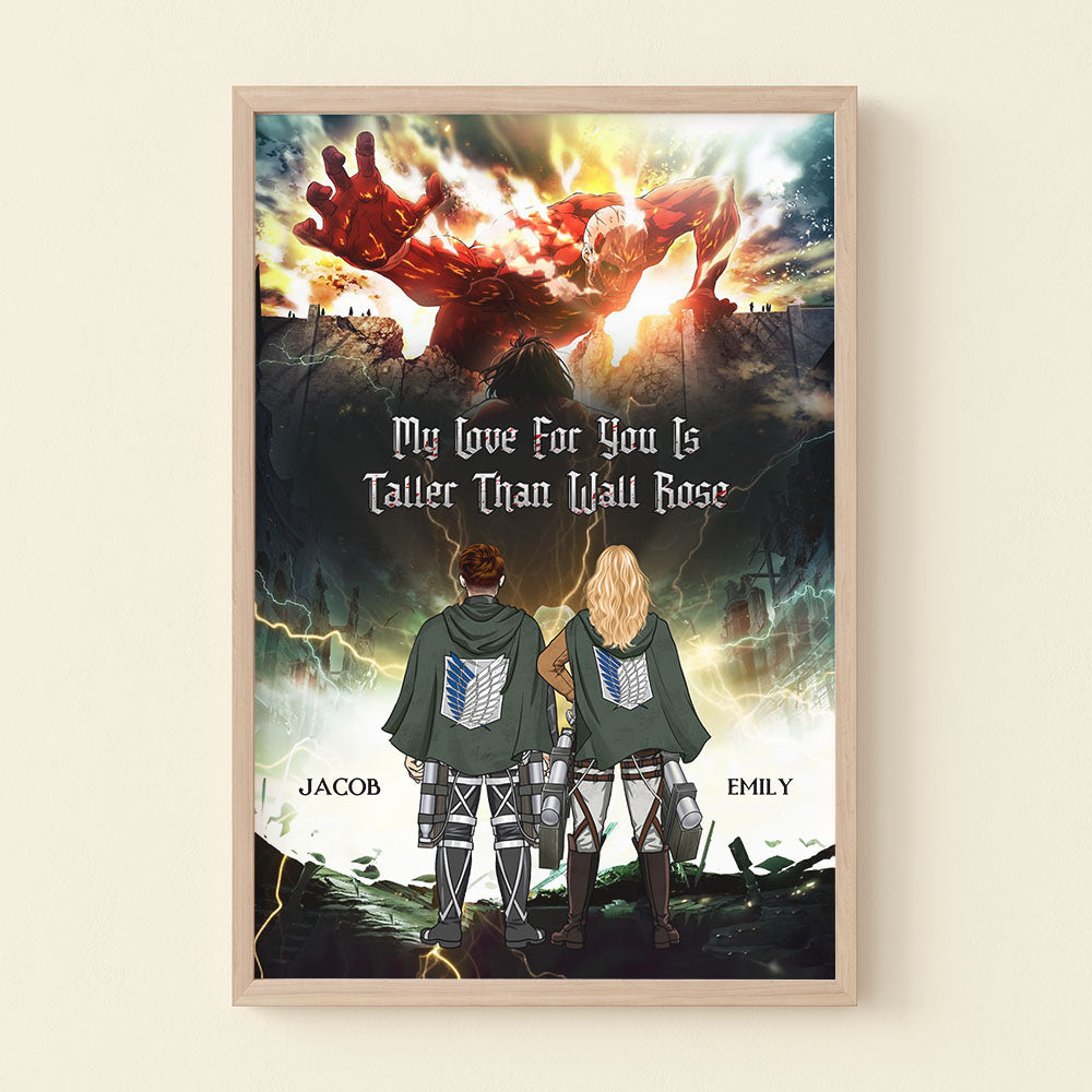 Personalized Canvas Print - My Love for You is Taller Than Wall Rose Poster & Canvas PopCulturePrints