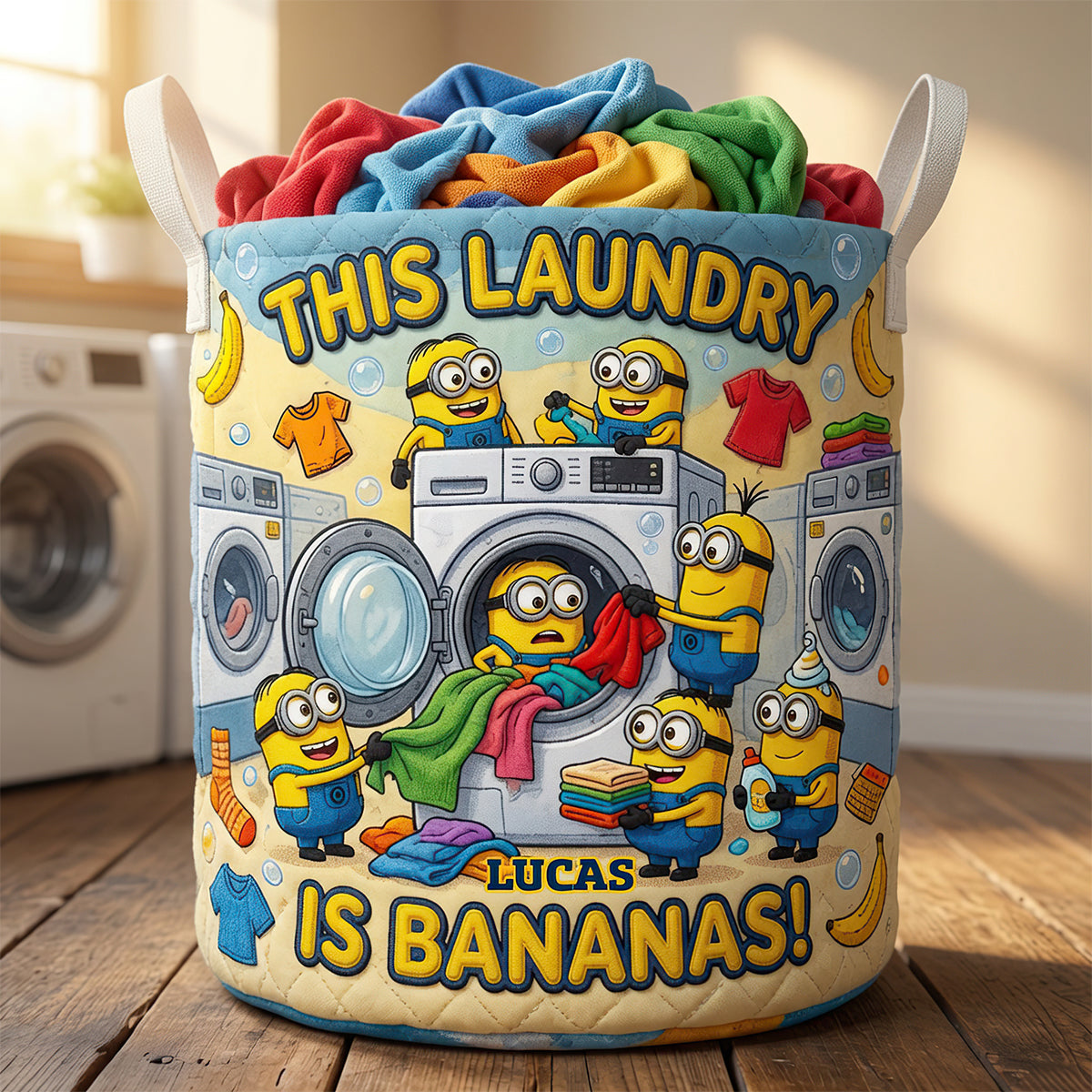 This Laundry is Bananas! - Funny Quilted Laundry Basket - Personalized Gift for Kids