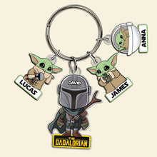 Load image into Gallery viewer, Personalized Dadalorian Keychain with Space Charms Keychains PopCulturePrints
