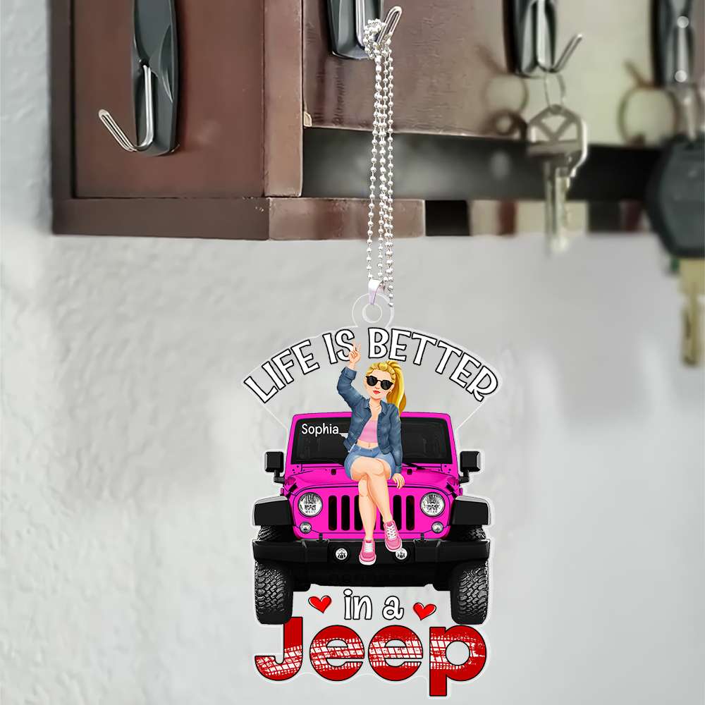 Personalized 'Life is Better in a Jeep' Car Ornament