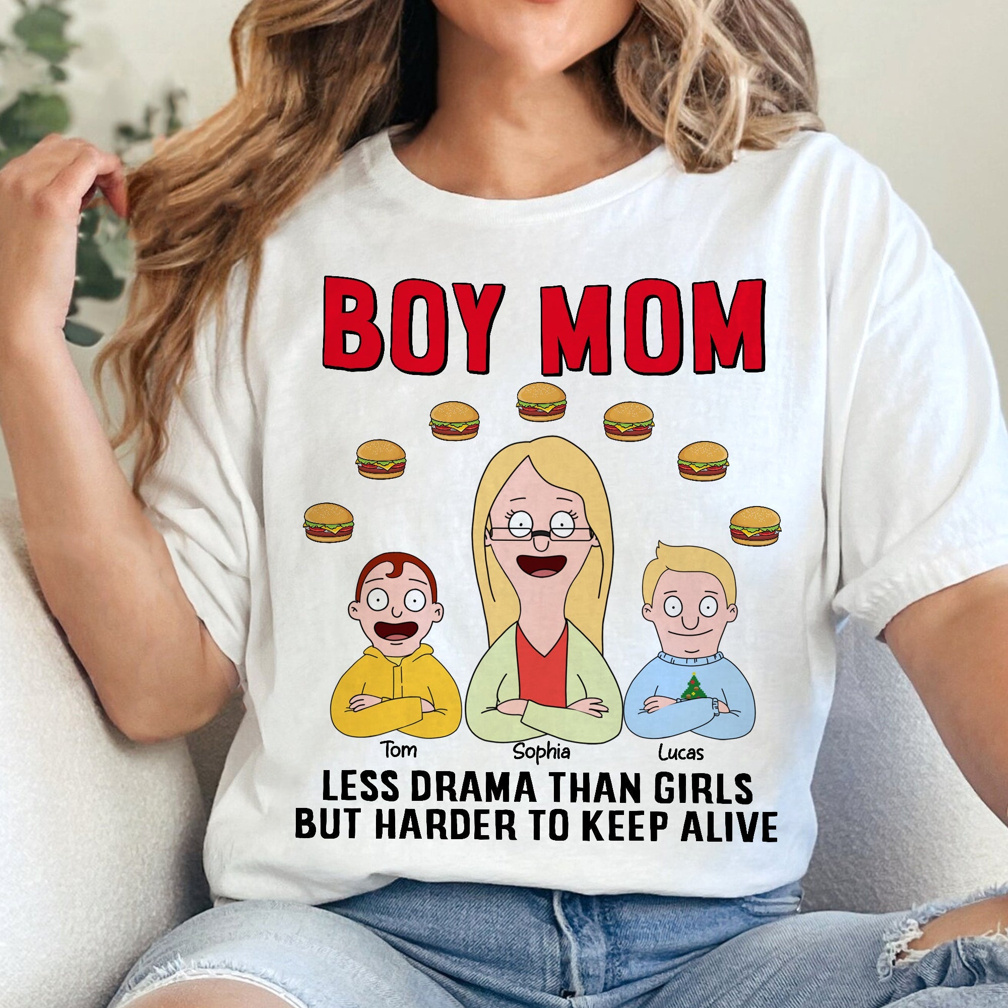 Less Drama, More Fun - Personalized Boy Mom T-Shirt | Perfect Gift for Moms and Grandmas Shirts PopCulturePrints