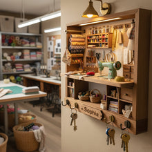 Load image into Gallery viewer, Sewing Nook Key Hanger - A Personal Touch for Every Sewing Lover Wood Sign PopCulturePrints
