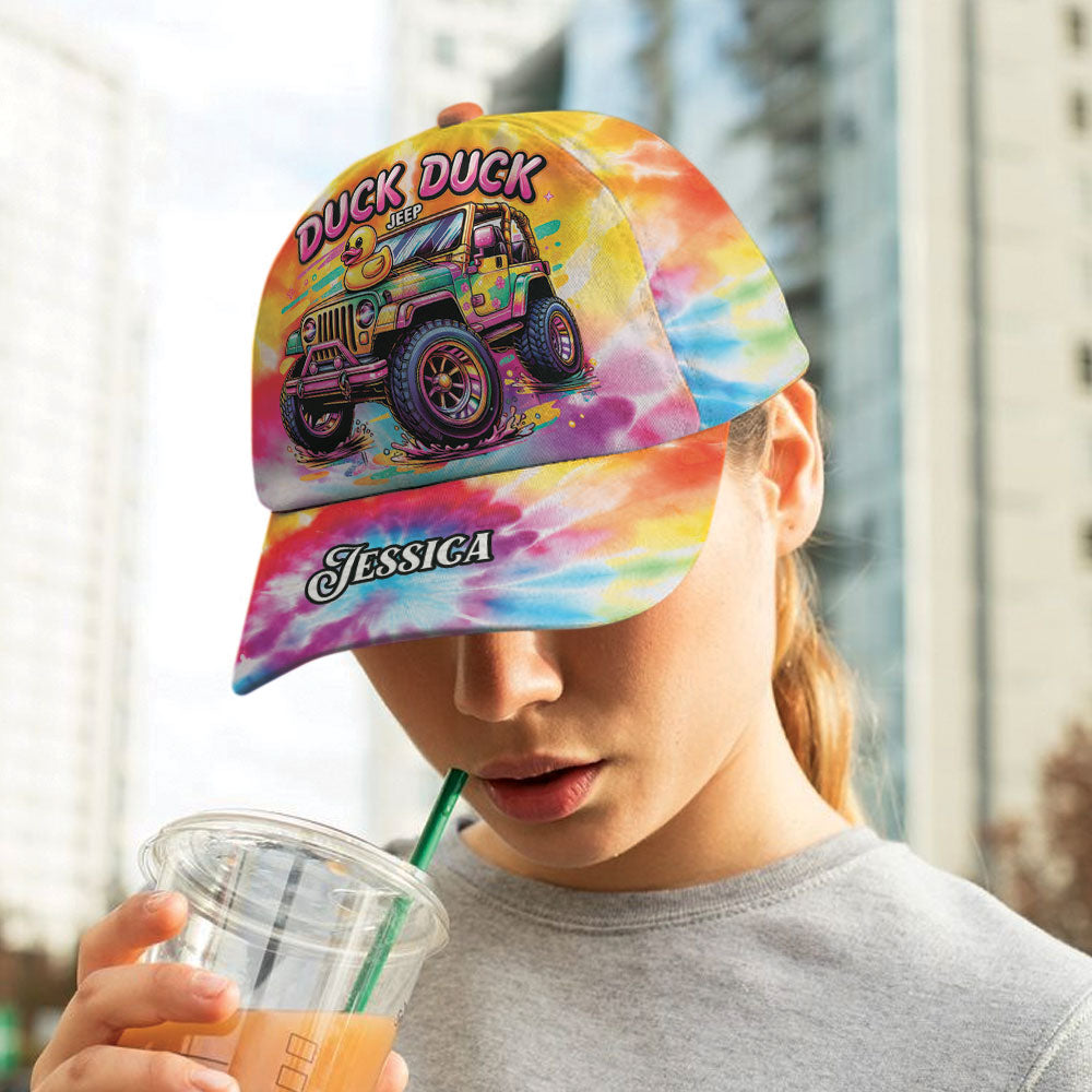 Personalized Duck Duck Jeep Tie-Dye Cap - Custom Name