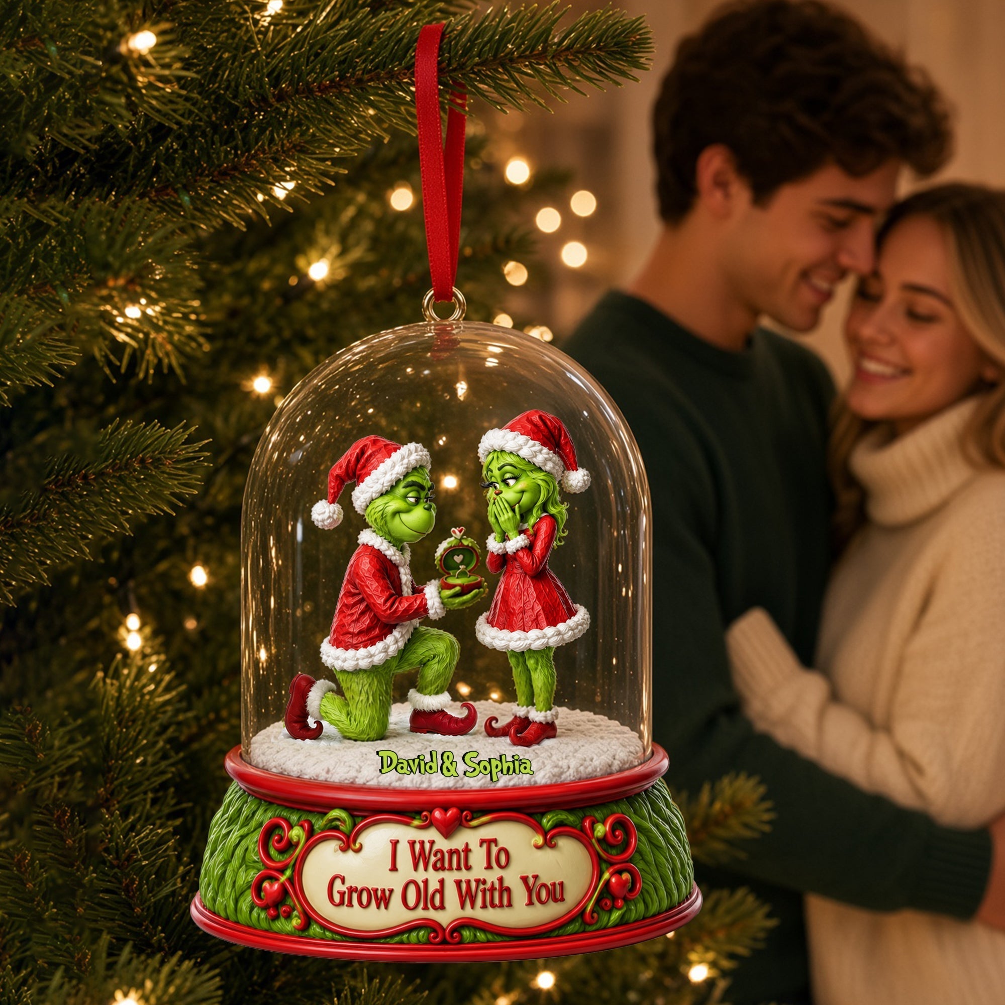 I Want To Grow Old With You - Forever Love Christmas Acrylic Ornament | Personalized Gift for Couples Ornament PopCulturePrints