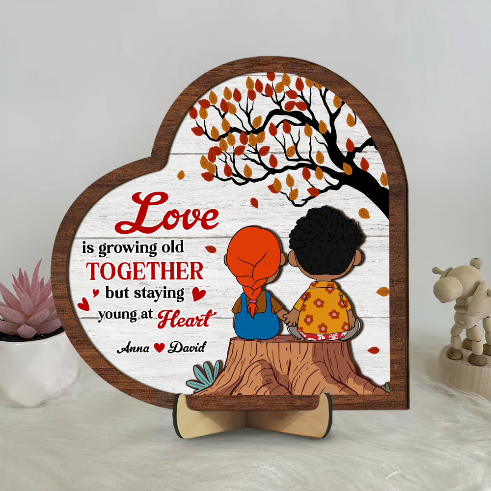 Personalized Couples Wooden Sign - Love is Growing Old Together Wood Sign PopCulturePrints