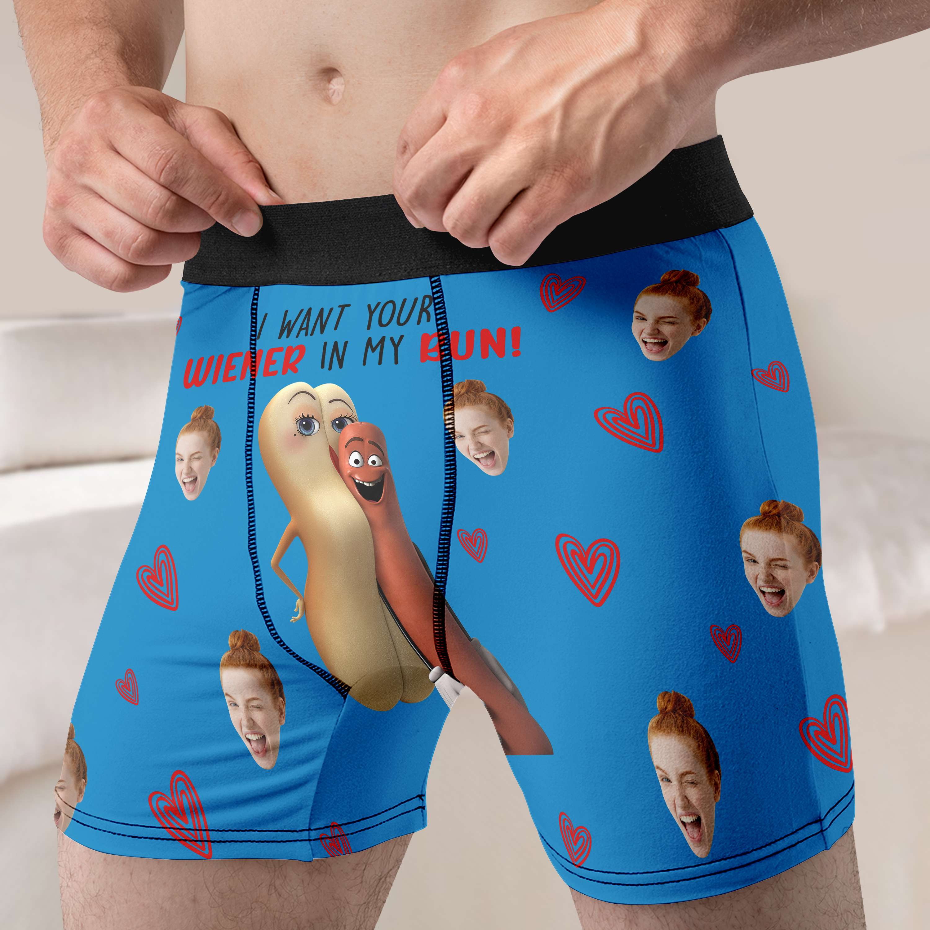 Personalized Funny Boxer Briefs for Men - Hot Dog Love Boxer Briefs PopCulturePrints