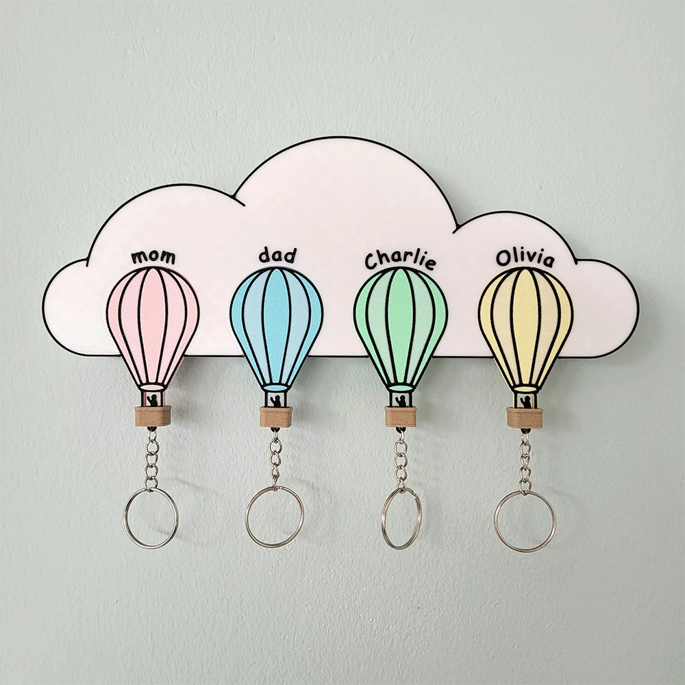 Personalized Hot Air Balloon Family Key Holder