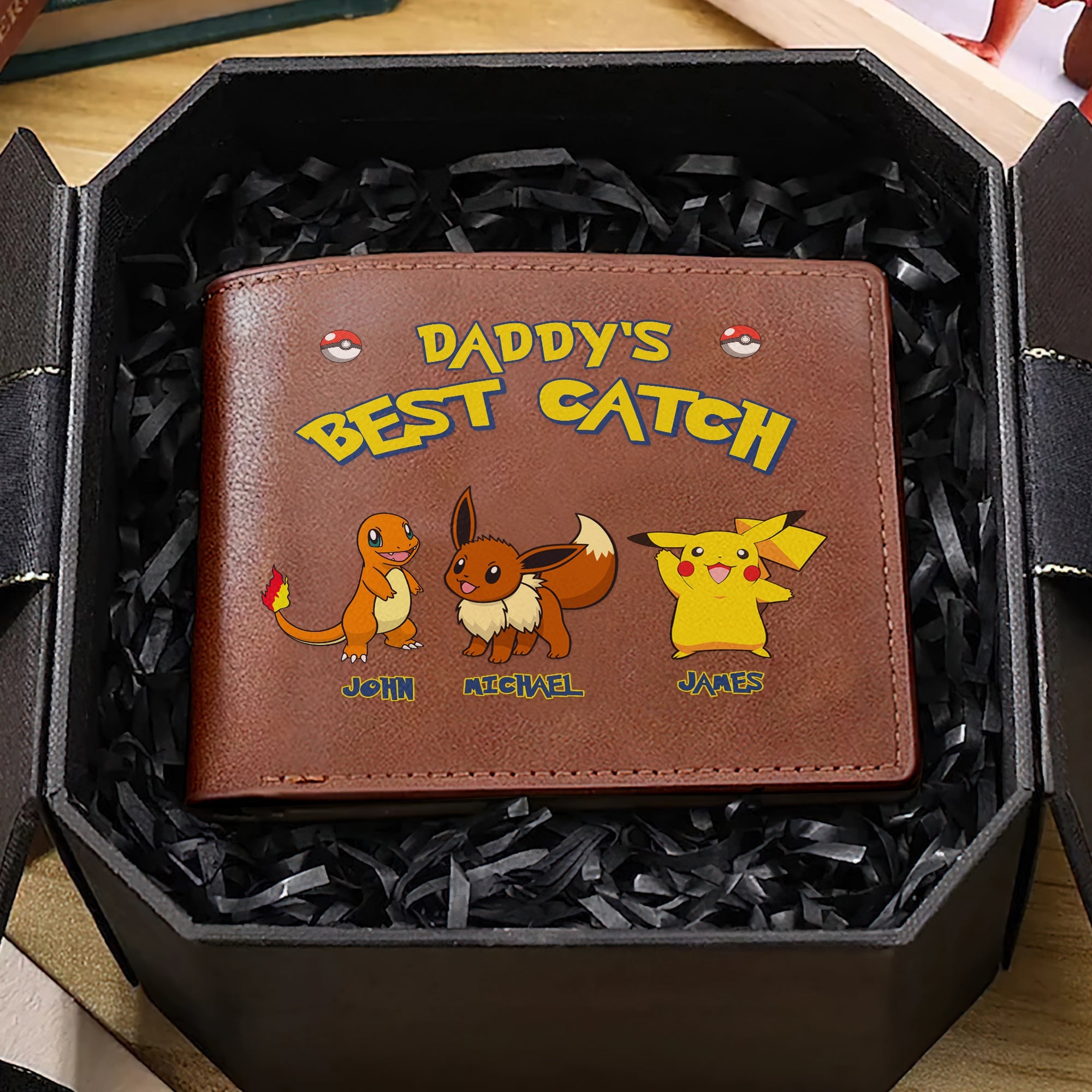 Custom PU Leather Wallet for Dad - Daddy's Best Catch Design Leather Wallet PopCulturePrints