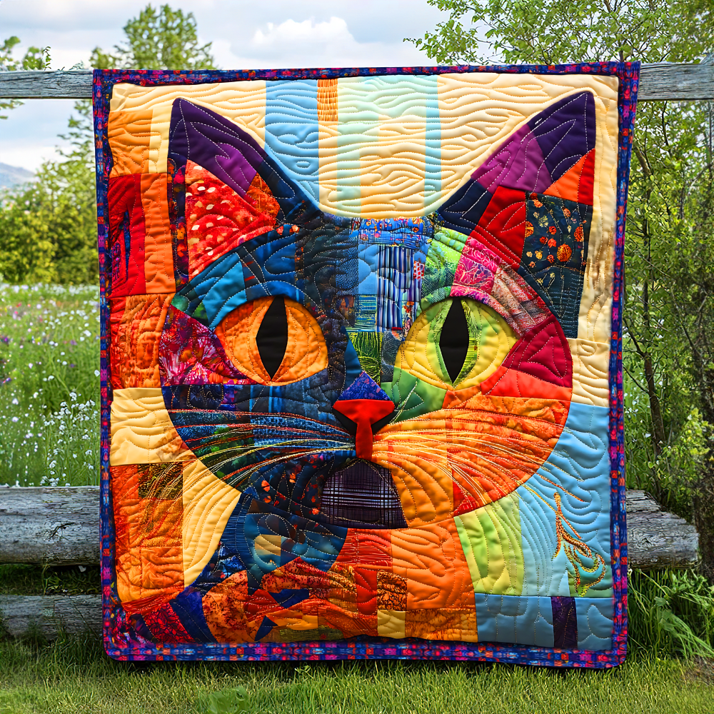 Floral Feline Christmas Quilt Bed Set - Perfect Gift for Cat Lovers Blanket PopCulturePrints