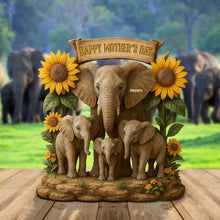 Load image into Gallery viewer, Happy Mother&#39;s Day - Personalized Elephant Family Plaque - Unique Gift for Mom &amp; Grandma Shaped Plaques PopCulturePrints
