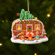Load image into Gallery viewer, &quot;Celebrate Love and Joy&quot; - Personalized Gingerbread Couple Christmas Wooden Ornament - Custom Gift for Couples, Friends, and Family Ornament PopCulturePrints
