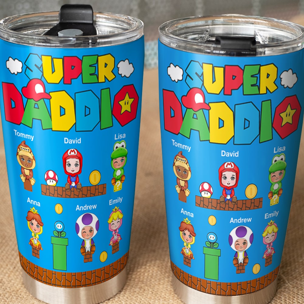 Personalized Super Dad Tumbler - Custom Father's Day Gift Tumbler Cup PopCulturePrints