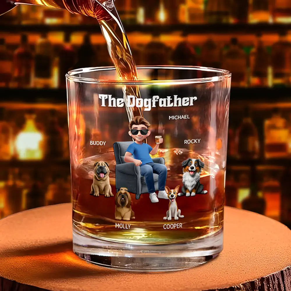 The Dogfather - Custom Whiskey Glass for Dog Lovers, Perfect Gift for Dad & Grandpa Whiskey Glass PopCulturePrints
