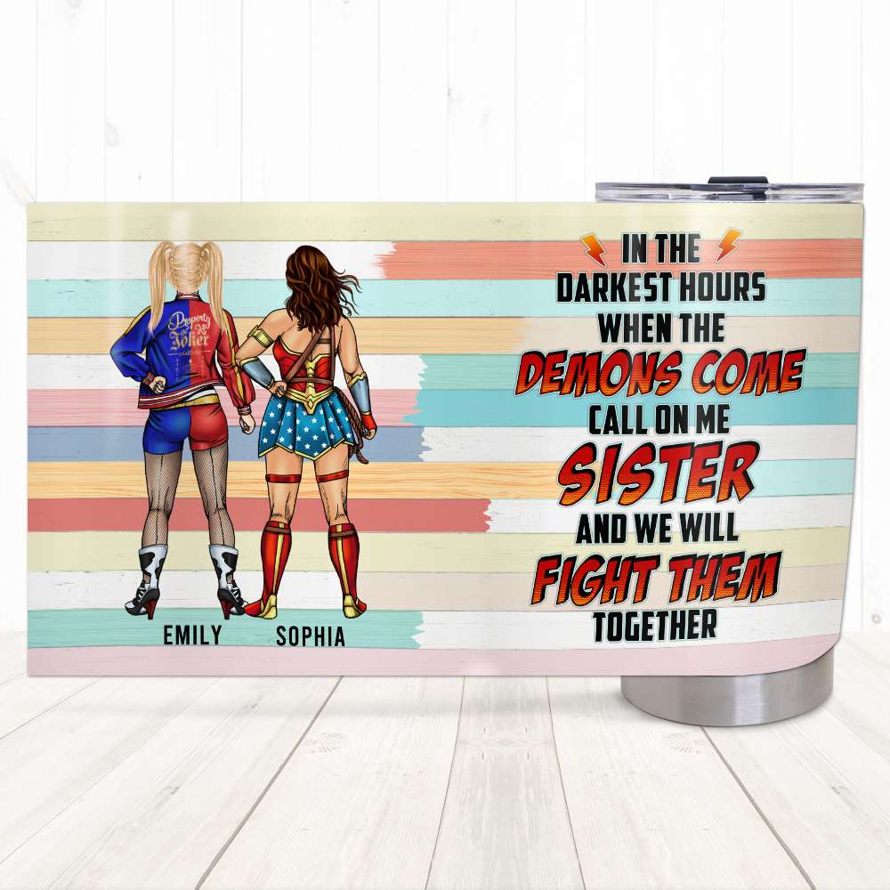 Personalized Sisterhood Tumbler - Fight Together Design