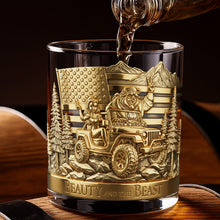 Load image into Gallery viewer, &quot;Adventure Awaits!&quot; Unique Off-Road Design - Personalized Drinking Glass for Off-Road Lovers Whiskey Glass PopCulturePrints
