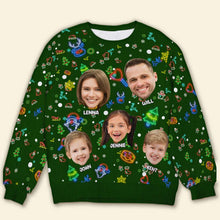 Load image into Gallery viewer, Personalized Neon Christmas Photo Sweater - Custom Family Gift
