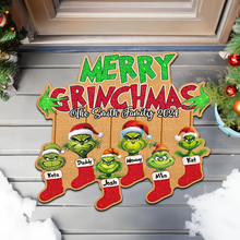 Load image into Gallery viewer, Custom Grinch Family Christmas Doormat 2024
