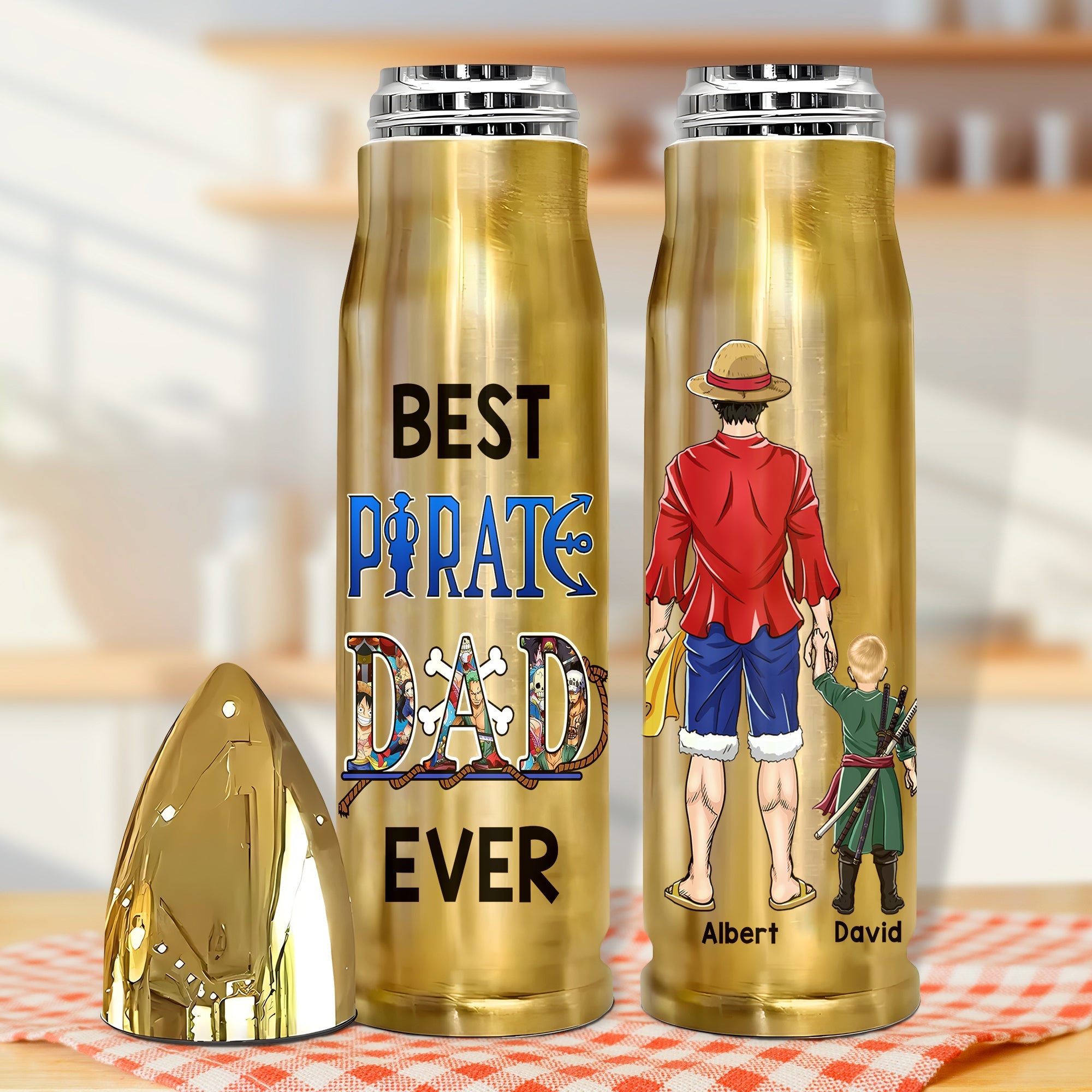 Customized Bullet-shaped Tumbler for Dad - Best Pirate Theme