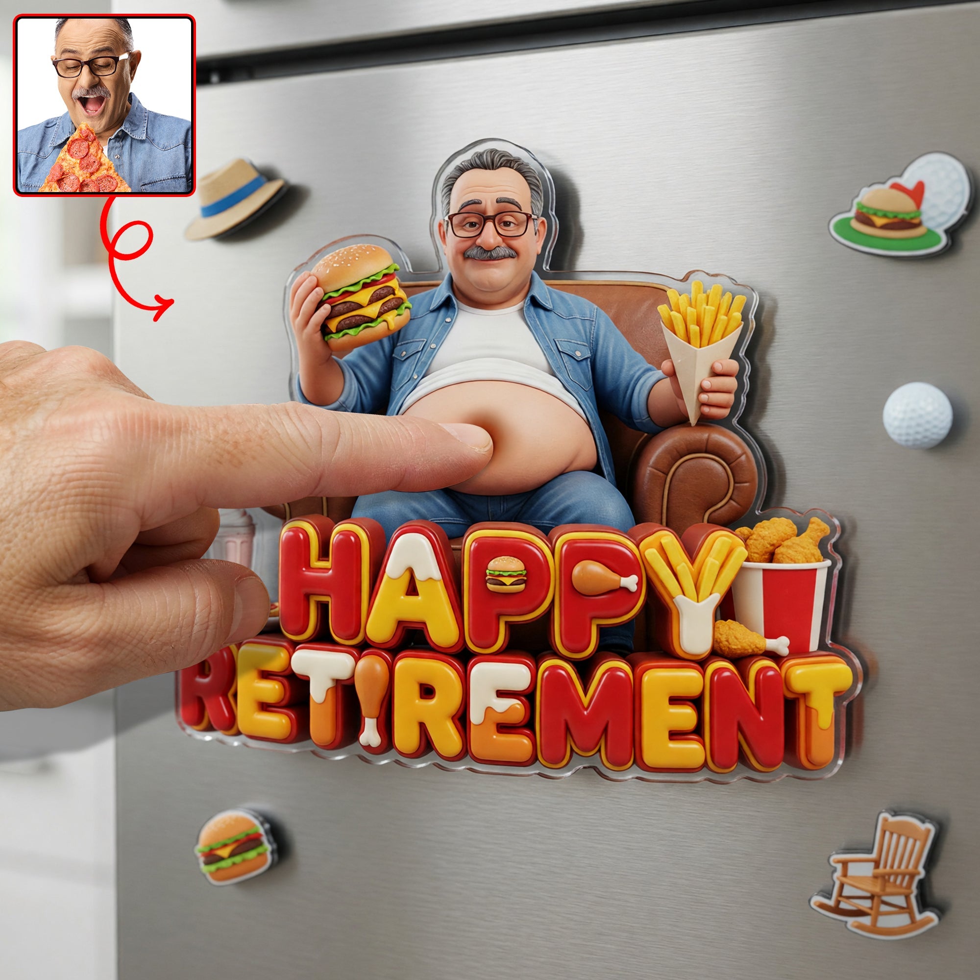Happy Retirement Fridge Magnet - Custom Photo Gift for Your Special Retiree Fridge Magnet PopCulturePrints