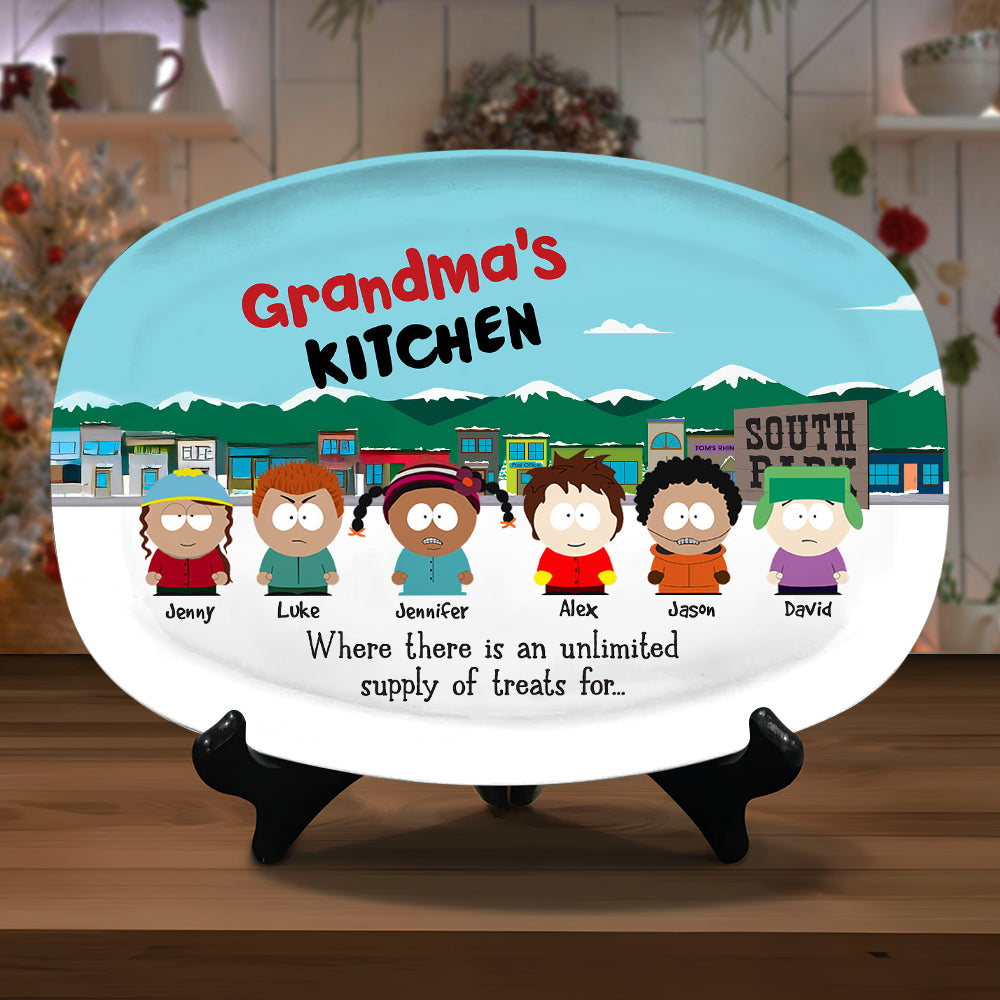 Personalized Grandma's Kitchen Resin Plate - Custom Cartoon Characters Plates PopCulturePrints
