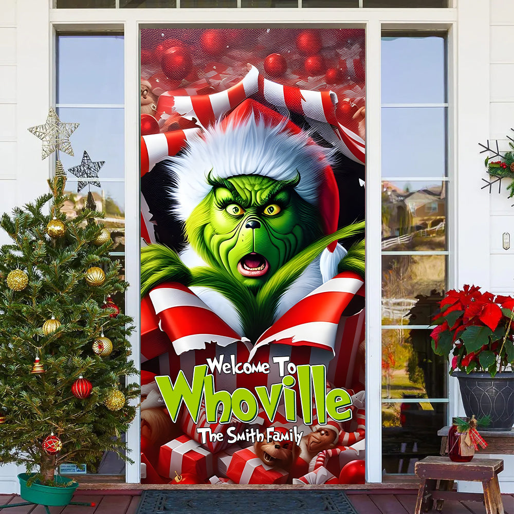 Personalized Christmas Door Cover - Welcome to Whoville (Your Family Name)