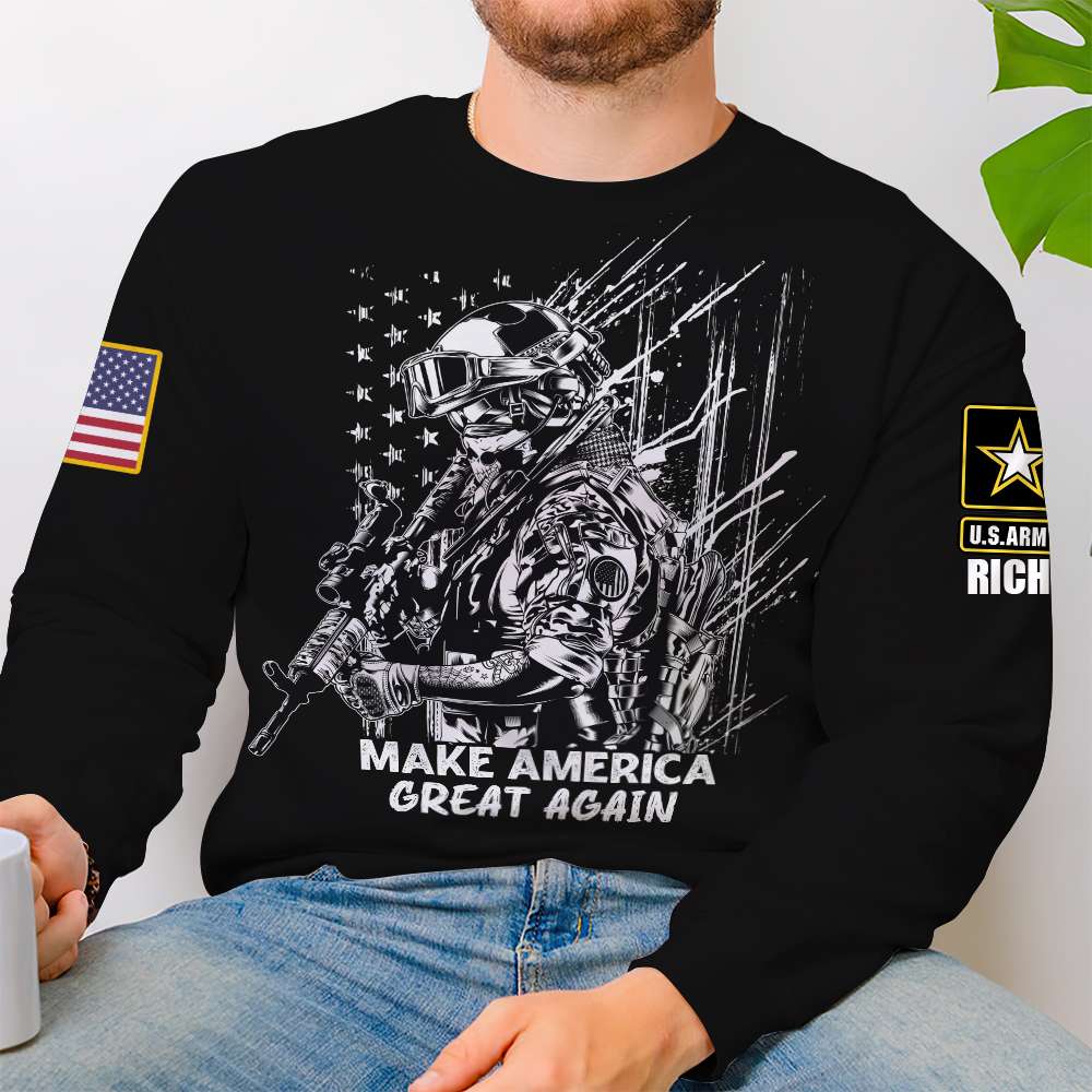 Patriotic Soldier Graphic - Make America Great Again T-Shirt