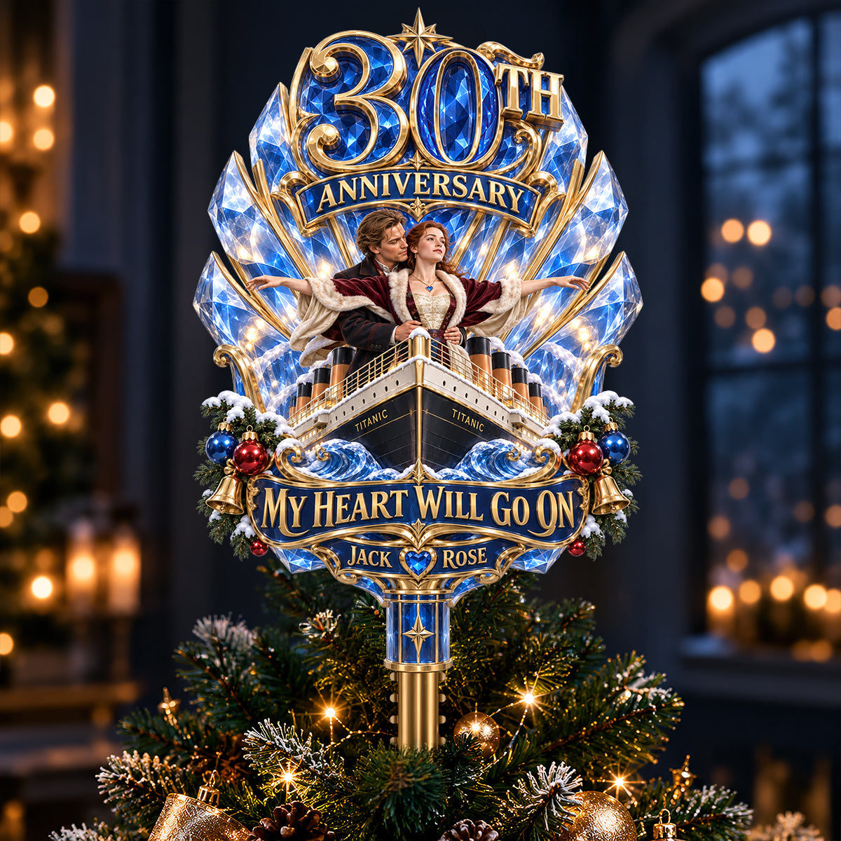 "Timeless Love: Forever Together" - 30th Anniversary Tree Topper - Personalized Gift for Couples