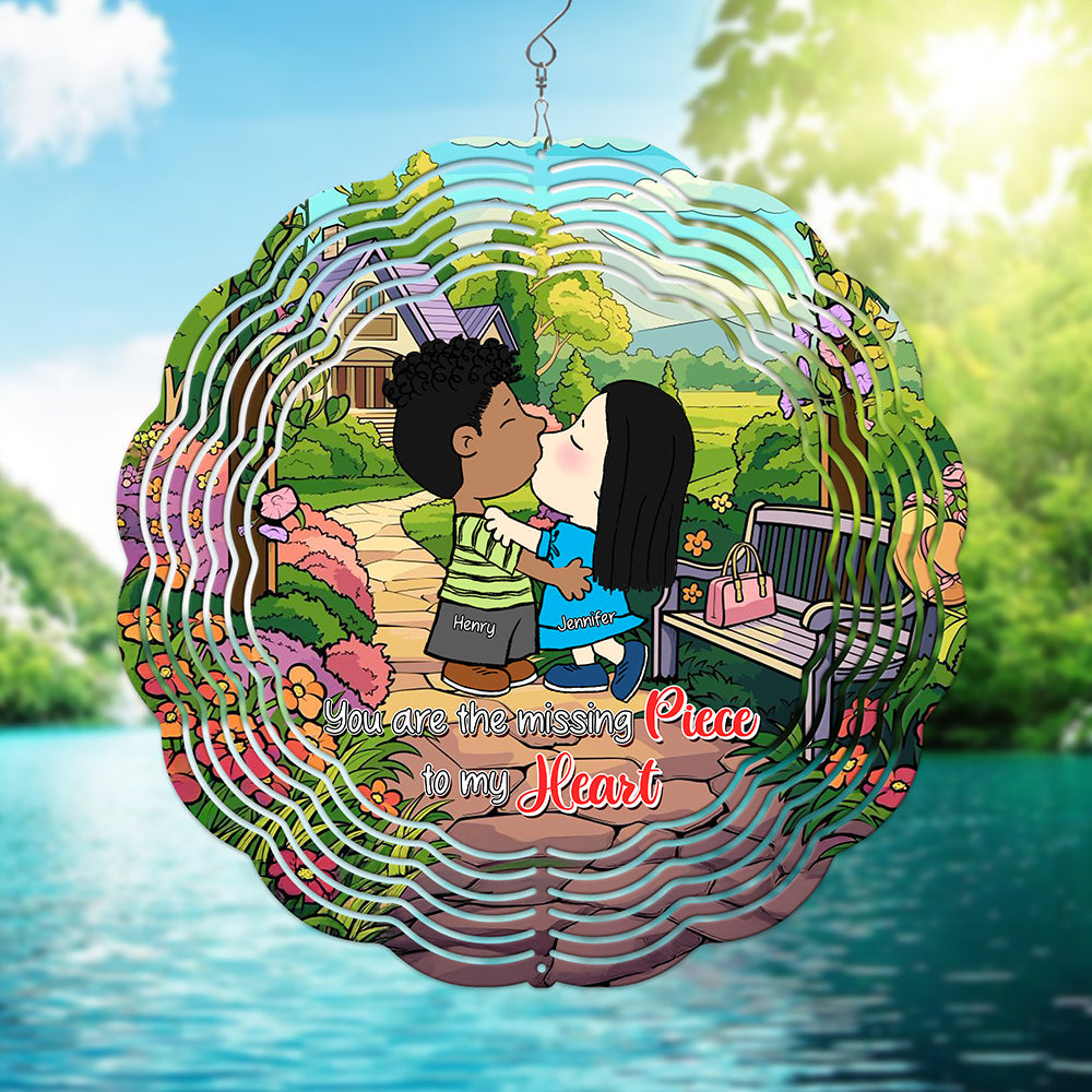 Personalized 3D Wind Spinner - Missing Piece Heart Gift for Couples Ornament PopCulturePrints