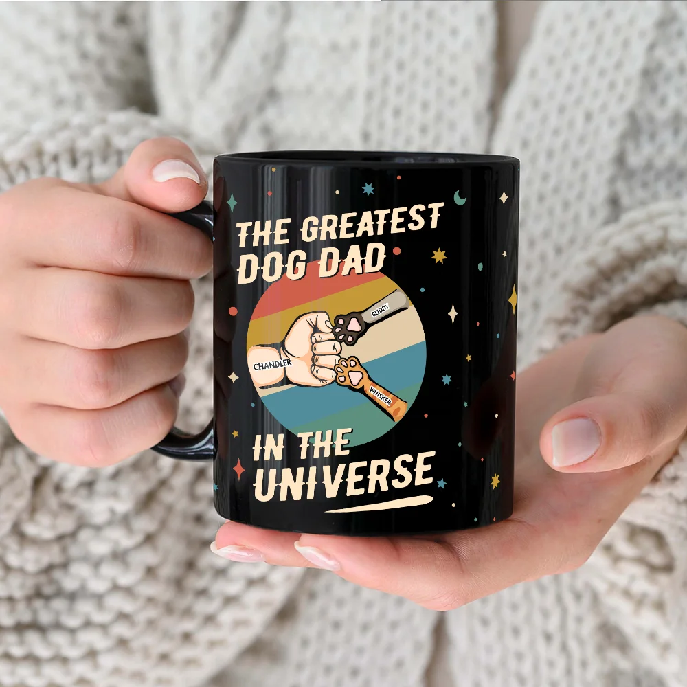 The Greatest Dog Dad In The Universe - Personalized Black Mug Mug PopCulturePrints