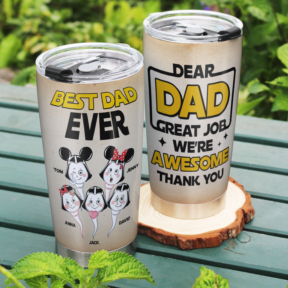 Personalized Best Dad Ever Tumbler - Custom Father's Day Gift Tumbler Cup PopCulturePrints
