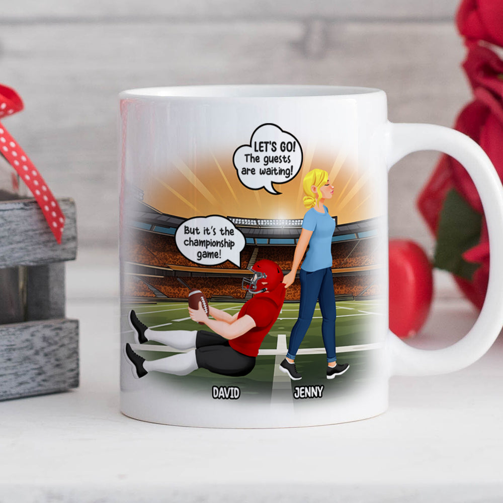 Personalized American Football Coffee Mug for Couples - Fun Wedding Gift Coffee Mug PopCulturePrints