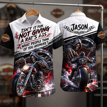 Load image into Gallery viewer, Isn't It Fun Not Giving A Rat's Ass? - Rough Badass Motorcycle Hawaiian Shirt - Personalized Gift for Bikers
