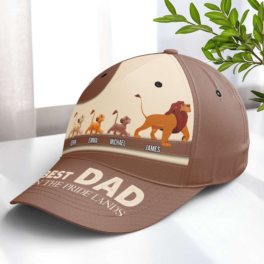 Personalized Lion Family Dad Cap - Custom Names Father's Day Gift