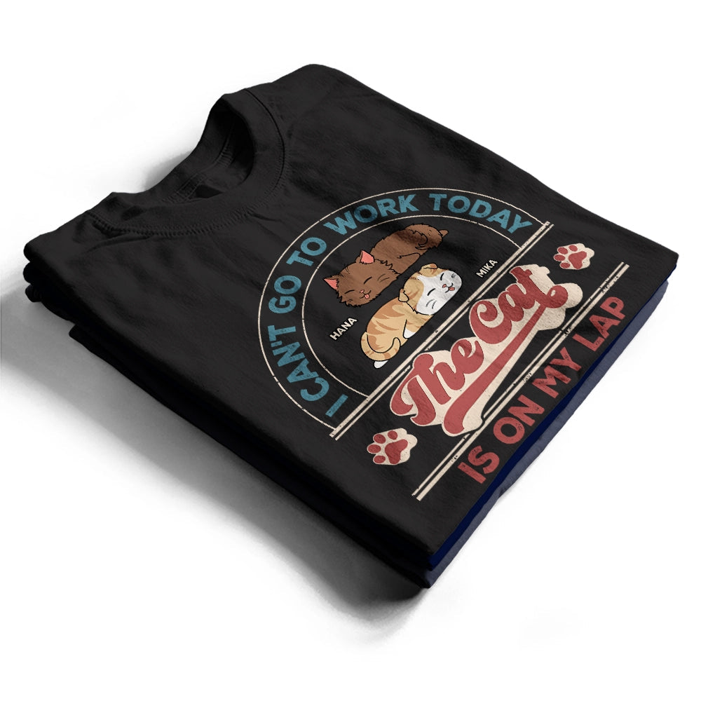 The Cat Is On My Lap - Personalized T-Shirt for Cat Lovers T-shirt PopCulturePrints