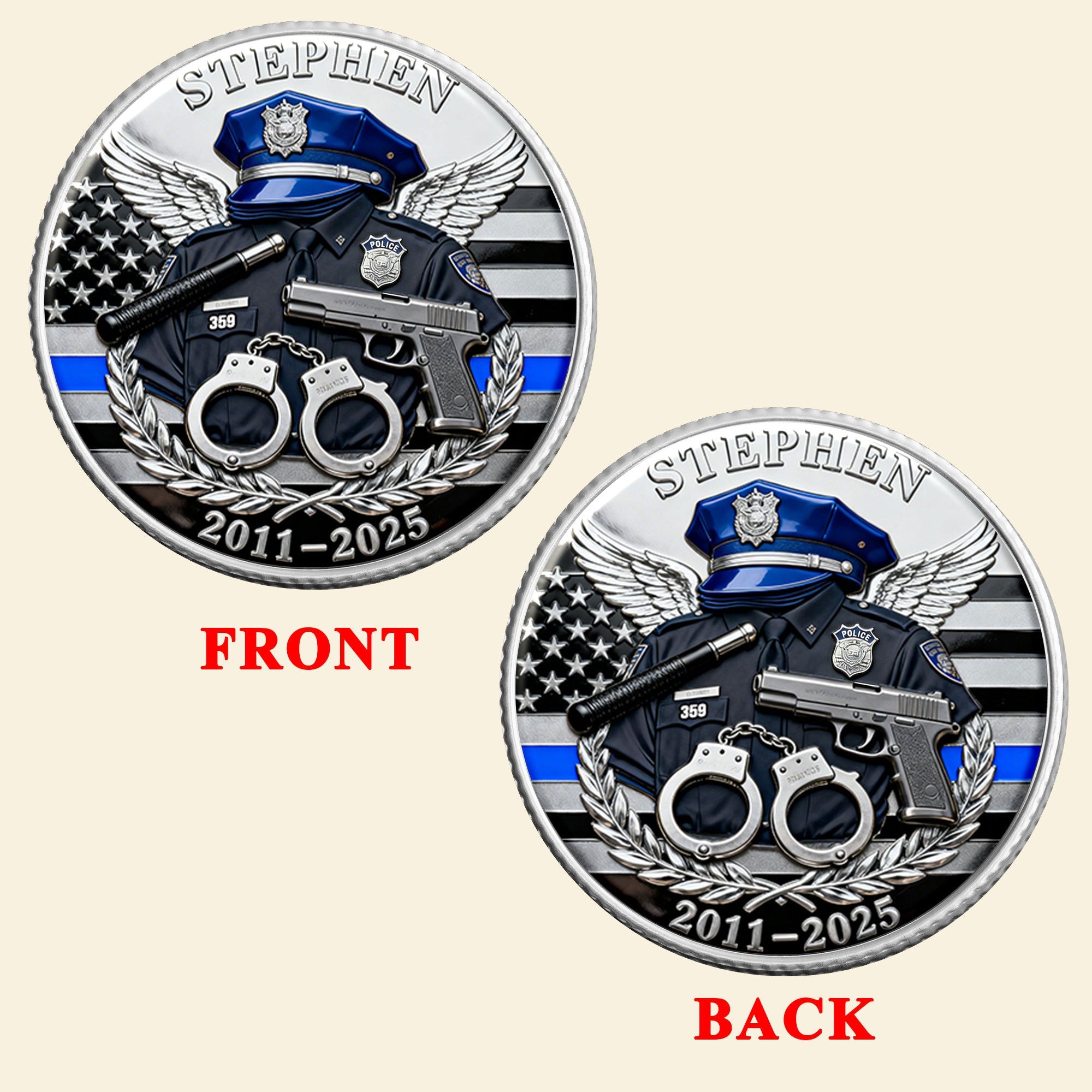 Honor Their Service: Personalized Law Enforcement Appreciation Coin - Gift for Police Retirement Coin PopCulturePrints