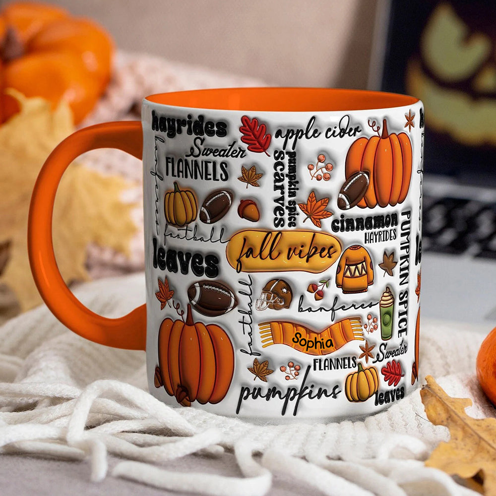 Personalized Pumpkin Fall Vibes Halloween Coffee Mug