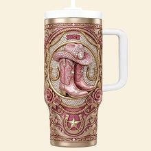 Load image into Gallery viewer, Vintage Western Cowgirl 40oz Tumbler - Personalized Gift for Cowgirls Tumbler Cup PopCulturePrints
